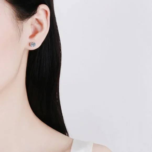 Certified 4ct. t.w. Moissanite Diamond Oval Cut Stud Earrings NEW - Picture 9 of 14